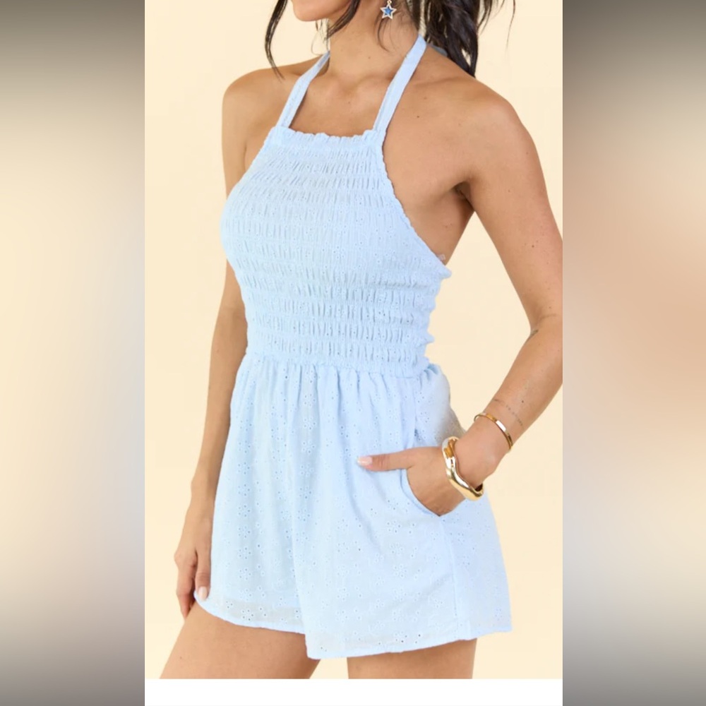 Pink Lily Light Blue Halter Dress